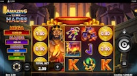 Amazing Link Hades slot screen with bonus coins and total bet of $2.00.