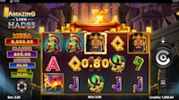 Amazing Link Hades slot game with a win of $0.80 and Greek warrior helmets on reels.