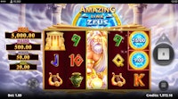 Amazing Link Hades slot showing a $0.80 win with warrior helmets and Hades symbols.