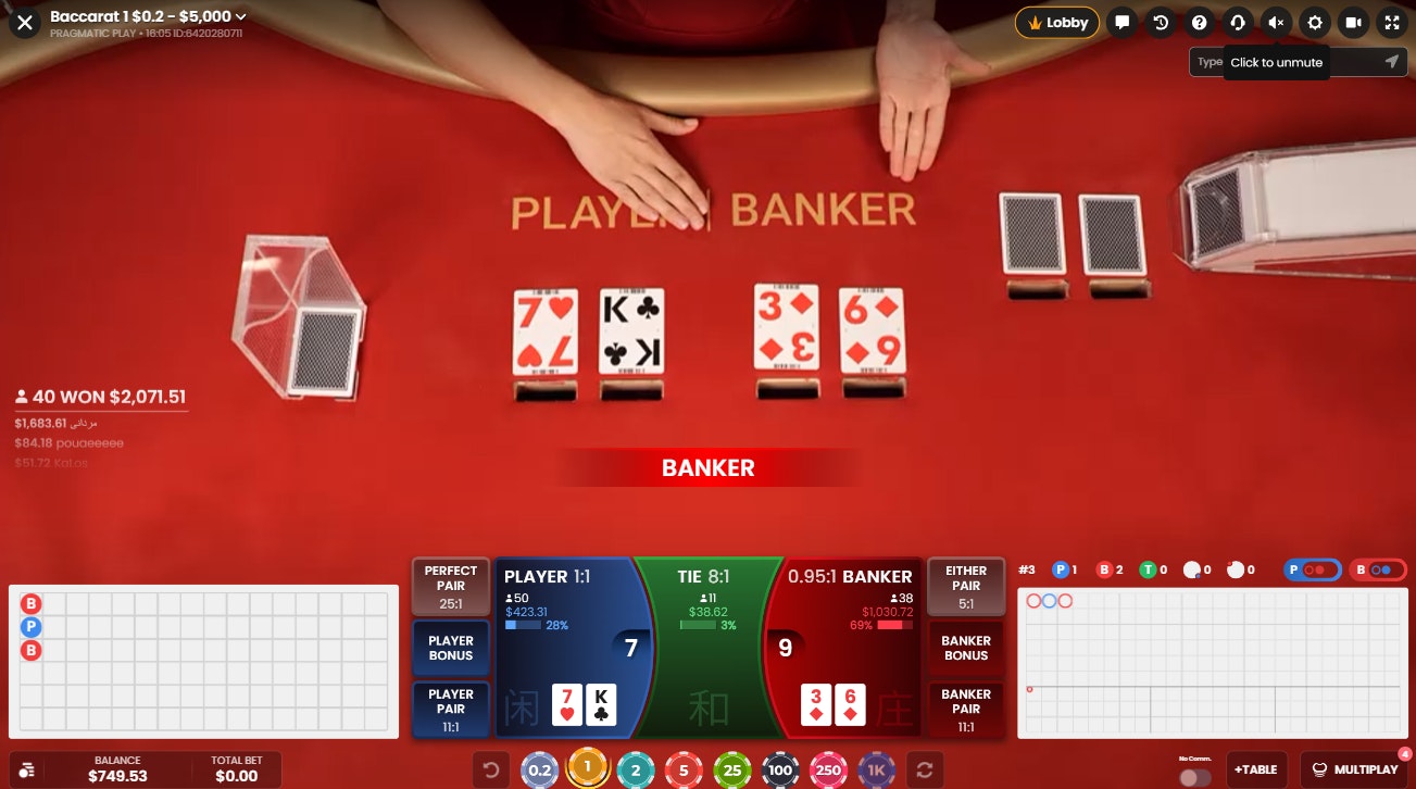 Table de baccarat en direct Table de baccarat en direct