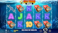 Big Bass Bonanza game showing dragonfly and tackle box symbols.
