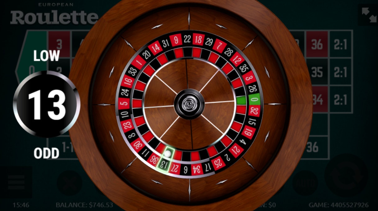 European roulette game showing spinning wheel European roulette game showing spinning wheel