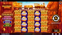 Gold Rush Express slot screen with golden bars and cash values displayed.