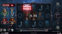 Immortal Romance 2 slot spin with 0.30 win and Wild Desire Multiplier at 1x active.