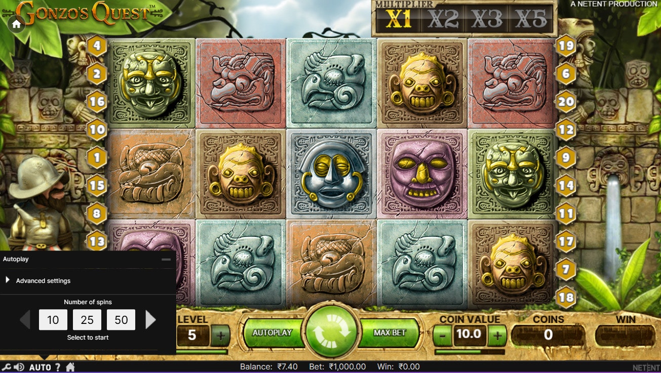 Gonzo's Quest game grid Gonzo's Quest game grid