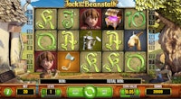 Jack and the Beanstalk slot reels with Jack, treasure chest, and axe symbols.