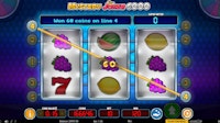 Mystery Mystery Joker 6000 slot screen displaying three matching grape symbols on a diagonal payline. slot interface