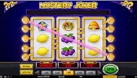 Mystery Joker slot featuring 3 reels, bright symbols, and a highlighted win pattern.