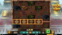 Phoenix Reborn slot win on bottom row with tribal gold icons and jungle-themed background.