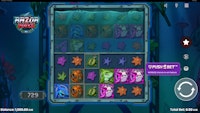 Razor Ways slot win of €2.30 with sharks, starfish, and diving symbols active.