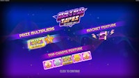 Retro Tapes slot intro showing Prize Multipliers, Magnet Feature, and Top Charts Feature.