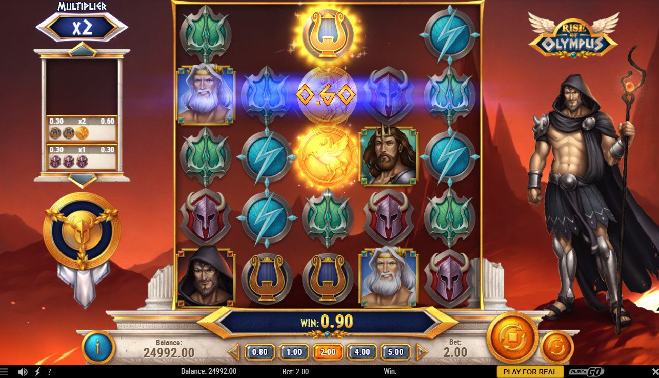 Rise of Olympus spin with x2 multiplier and glowing Pegasus wild symbol. Rise of Olympus spin with x2 multiplier and glowing Pegasus wild symbol.