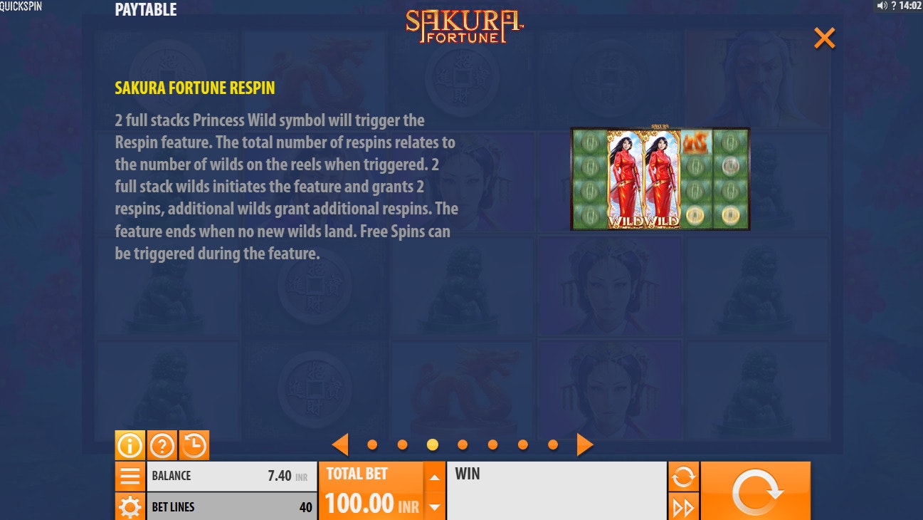 Sakura Fortune respin feature Sakura Fortune respin feature