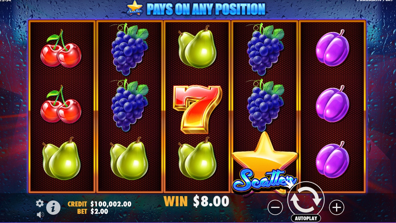 Super 7s slot game interface with scatter star and fruits. Super 7s slot game interface with scatter star and fruits.