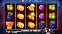 Super 7s slot with fruits, golden 7s, and 1000x max win.