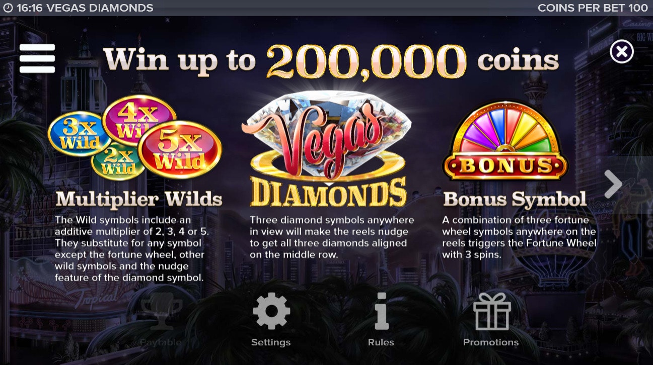 Vegas Diamonds features Vegas Diamonds features