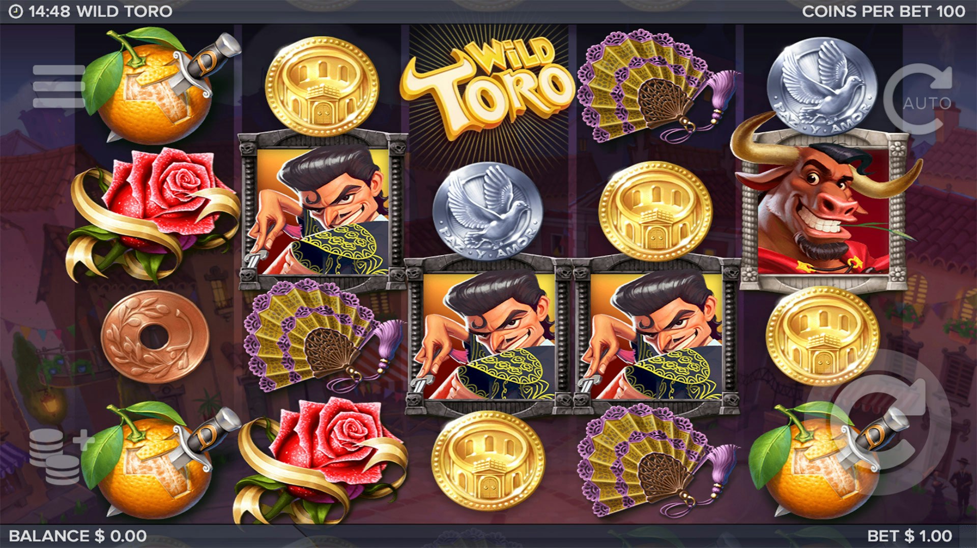 Wild Toro slot game screen featuring Matador and Toro symbols with vibrant Spanish-themed icons. Wild Toro slot game screen featuring Matador and Toro symbols with vibrant Spanish-themed icons.