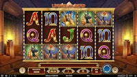Legacy of Dead slot showing a 5x3 grid with high-value Egyptian myth symbols.