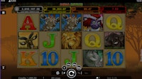 Mega Moolah game screen with giraffes, lions, and jackpot meters showing recent win.