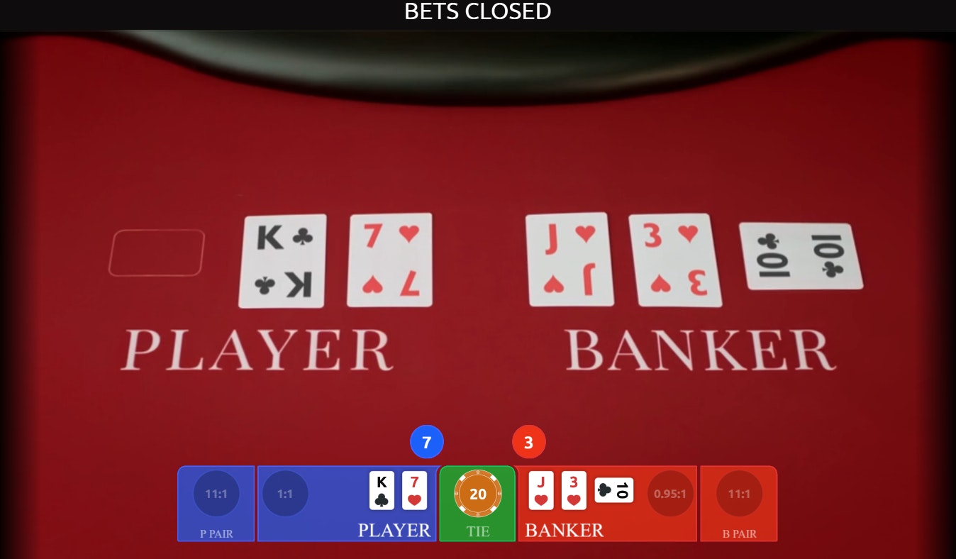 Online Baccarat table showing player and banker Online Baccarat table showing player and banker