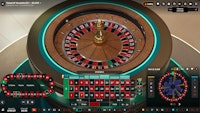 PowerUP Roulette table layout and live spinning wheel.