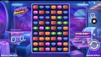 Retro Sweets slot game with colorful candy reels and €0.50 total bet shown.