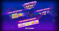 Retro Tapes slot intro showing Prize Multipliers, Magnet Feature, and Top Charts Feature.