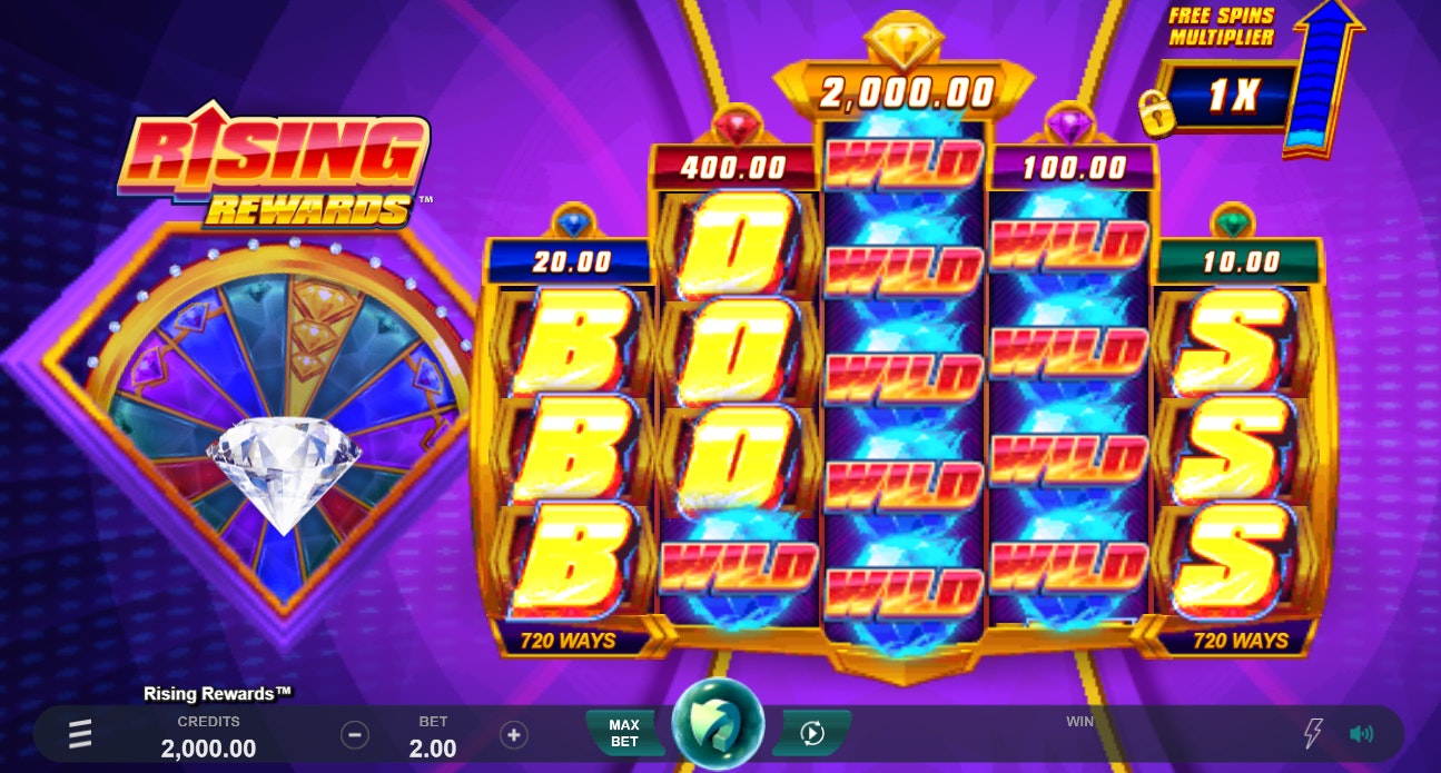 Rising Rewards online slot with bright wild symbols and bonus wins. Rising Rewards online slot with bright wild symbols and bonus wins.