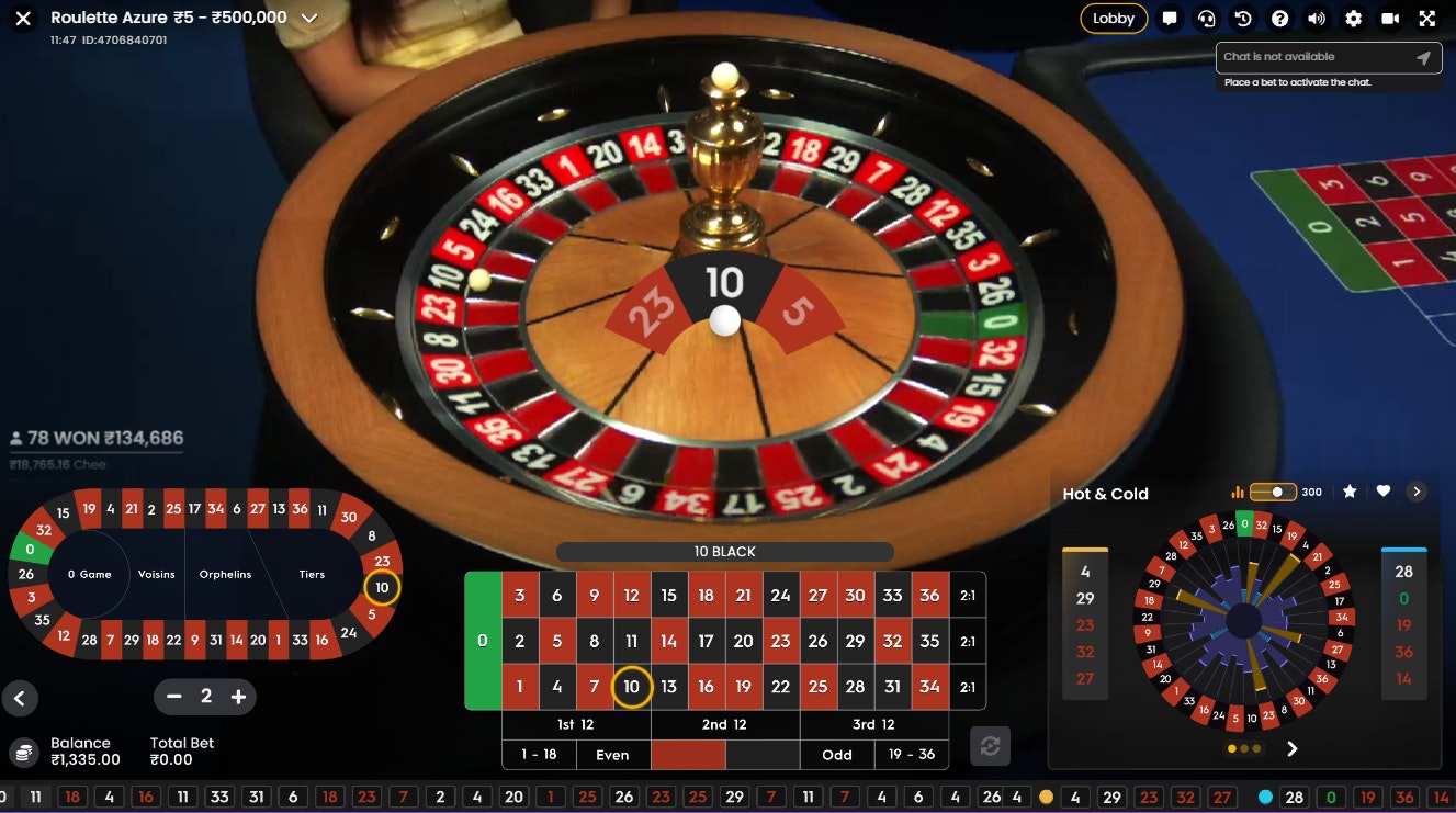 Roulette Azure wheel with winning number 10 Black. Roulette Azure wheel with winning number 10 Black.