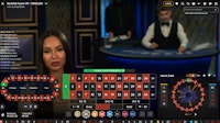 Live Roulette Azure interface showing bet panel, numbers, and winning streaks.