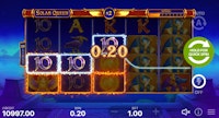 Solar Queen slot 0.20 win with 2x multiplier and active flaming frames.