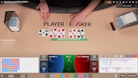 Baccarat 13 result screen showing player and banker cards with win announcement .
