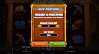 Super Miner Golden Treasure slot Buy feature offering 10 free spins.