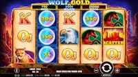 Wolf Gold slot game with moon prizes, scatter, and animal symbols.